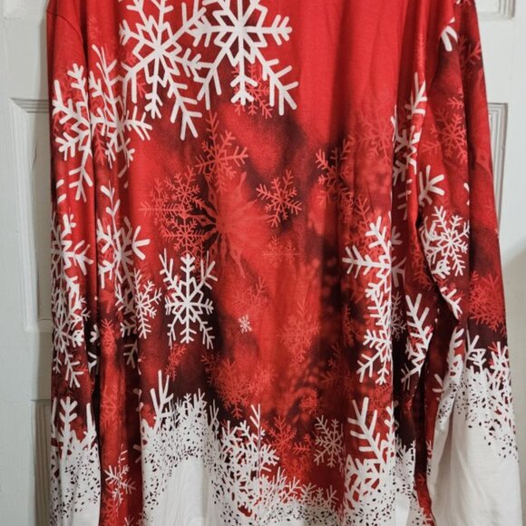 Rudolph & Snowflake Print Red Christmas Top Women's 5XL - Picture 7 of 7